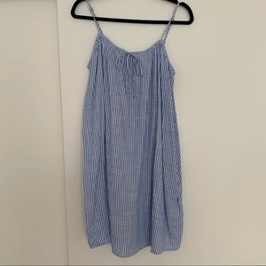 H&M Blue and White Striped Linen Blend Dress